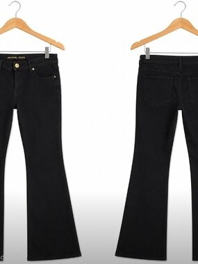Michael Kors Black Flared Wide-Leg Jeans